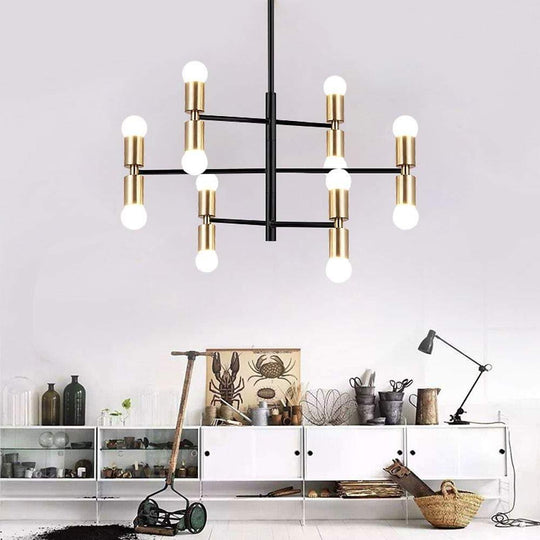6 Lights LED Modern Gold Geometric Chandelier Hanging Lamp
