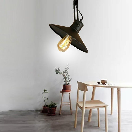 Round Metal Coastal Pendant Light with Large Dynamic LED Bulb
