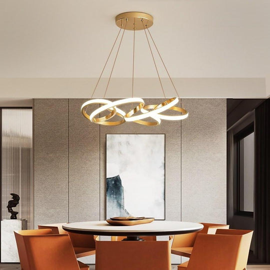Interwoven Wave Design Chandelier Light – Mid Century LED Chandelier