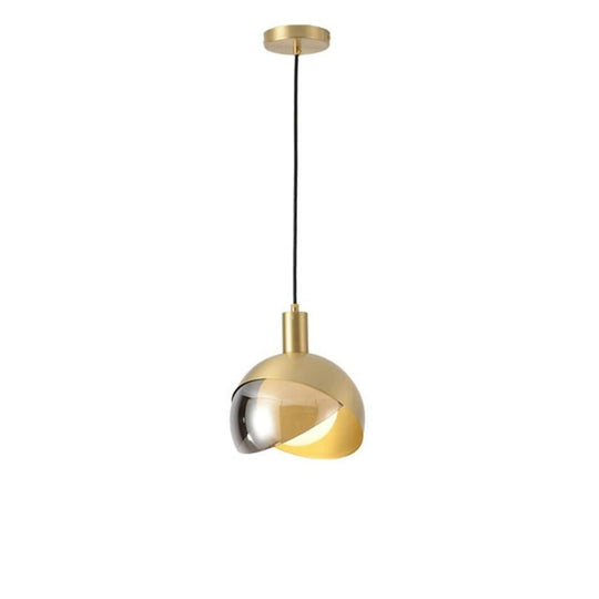 Industrial Dual-Tone Semi Globe Glass Pendant Light