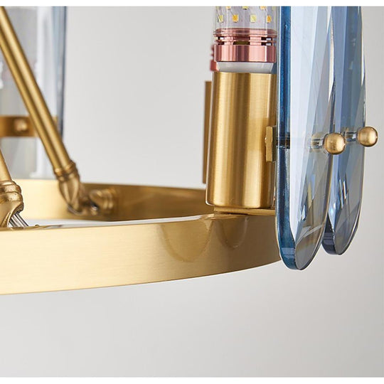 8-Light LED Circular Glass Copper Nordic Chandelier – Ceiling Lights