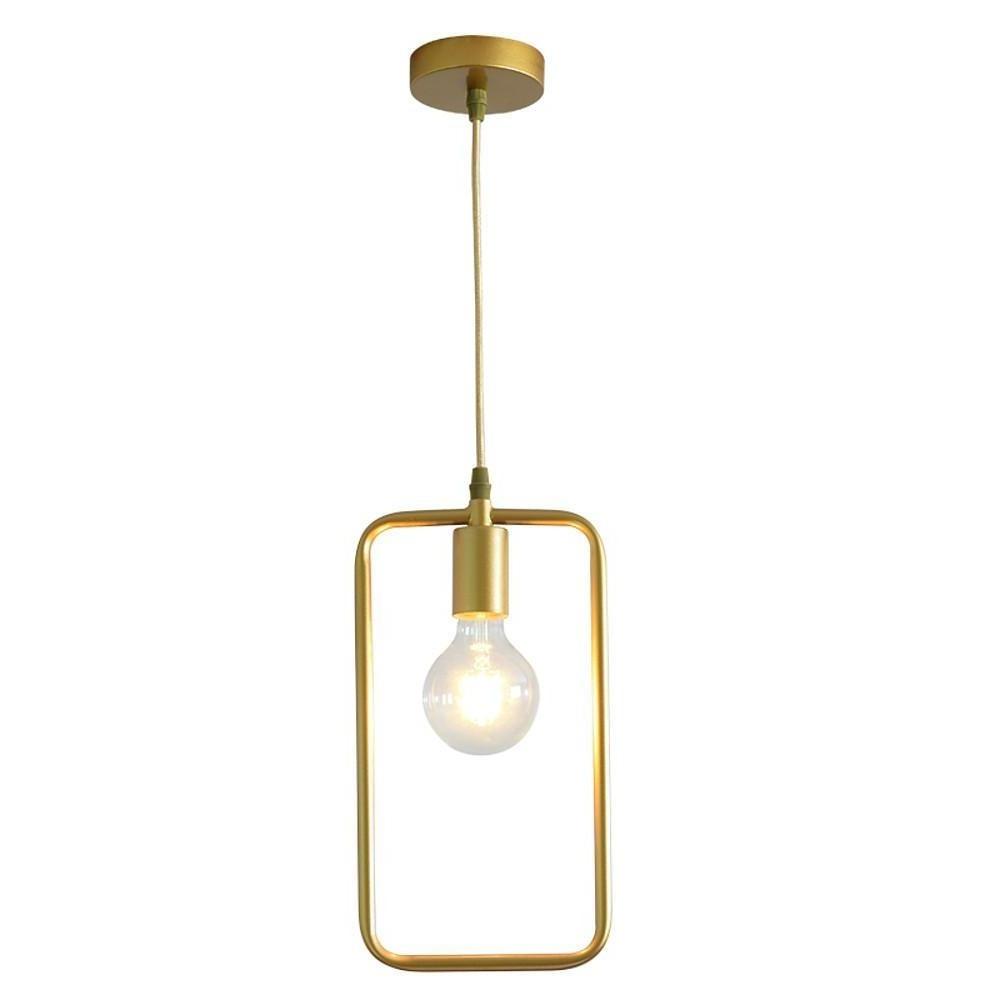 Metal Black and Gold Ceiling Light – Rounded Square Pendant