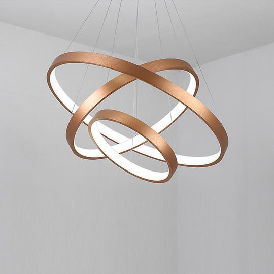 Acrylic Bronze 3-Tier Ring Dimmable LED Chandelier – 59" Adjustable Pendant Light