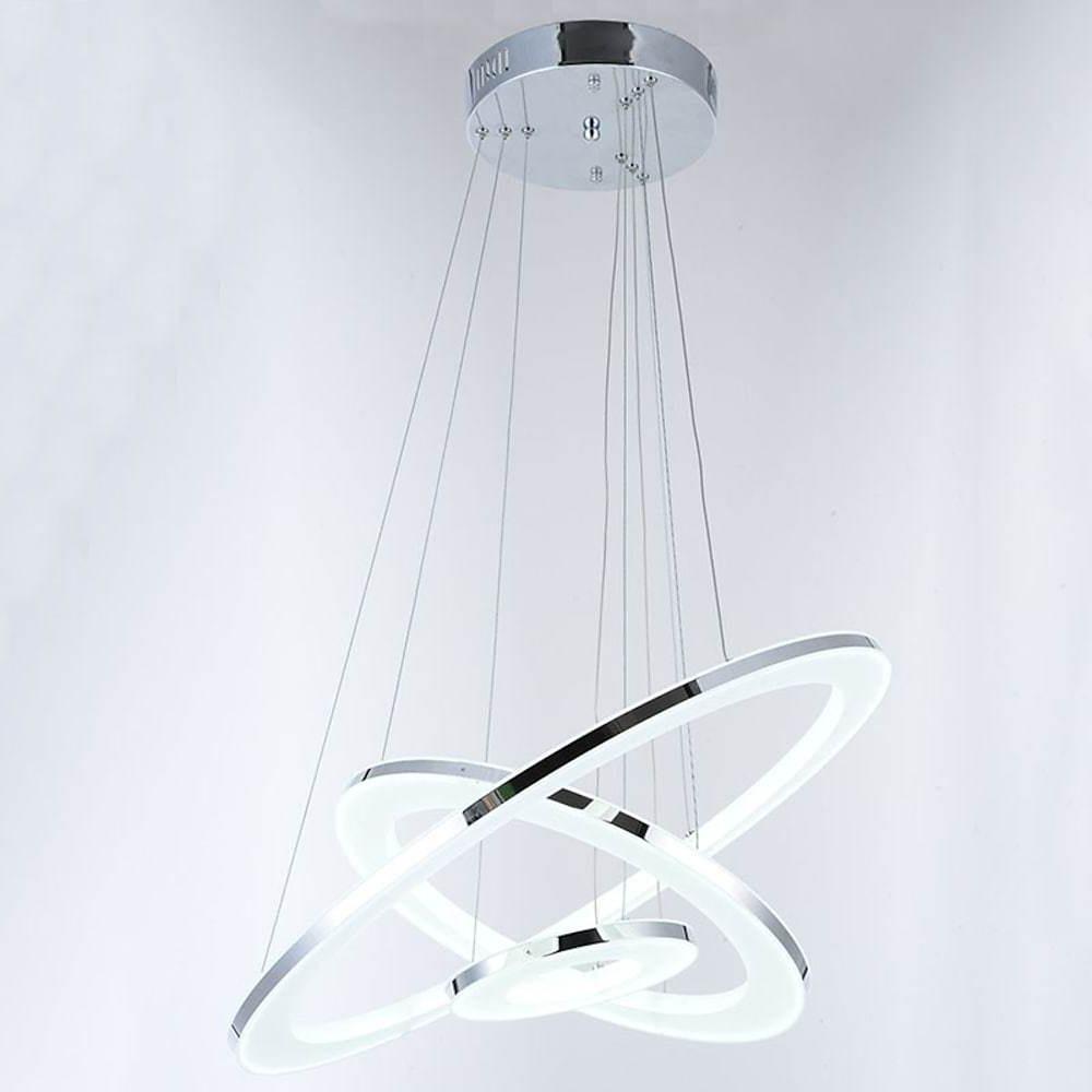 Adjustable LED 3 Ring Chandelier Modern 24" Hanging Ceiling Light