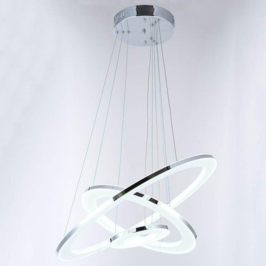 Adjustable LED 3 Ring Chandelier Modern 24" Hanging Ceiling Light