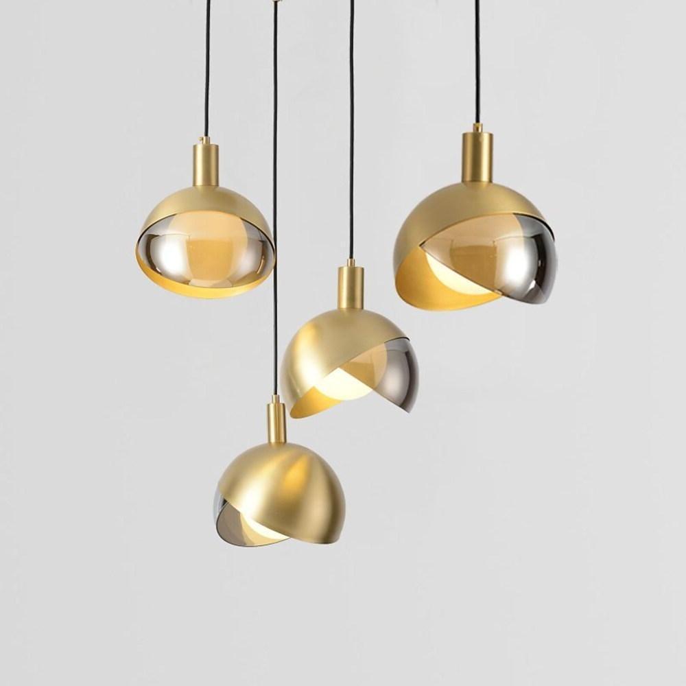 Industrial Dual-Tone Semi Globe Glass Pendant Light