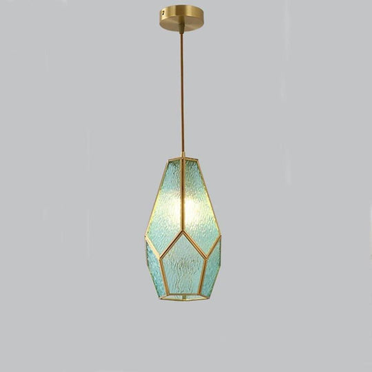 Elongated Cylindrical Glass & Metal LED Pendant Light