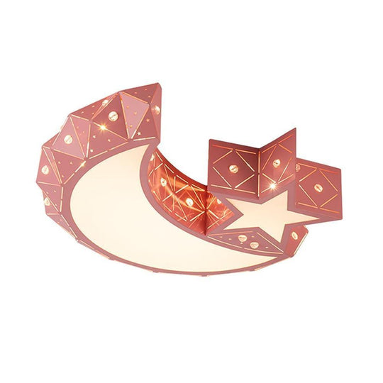 Moon and Star Shaped LED Flush Mount Ceiling Light – Modern Children’s Room Fixture