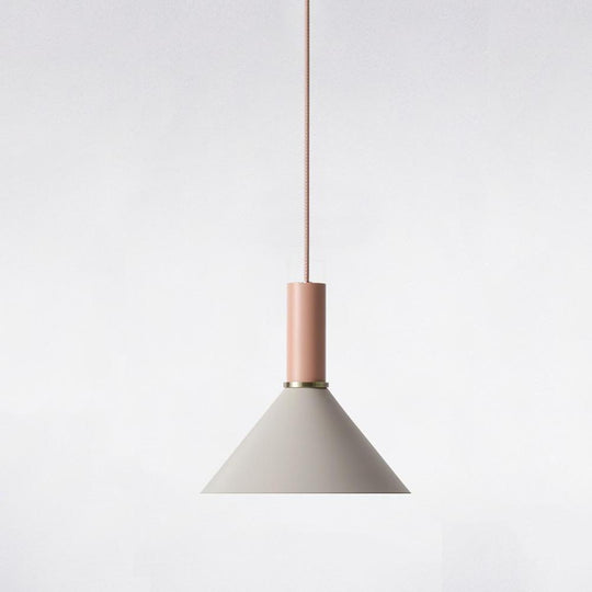 Modernist Cone Shaped Metal Island Pendant Light