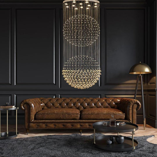 Double Sphere Metal Crystal Rustic Contemporary Chandelier