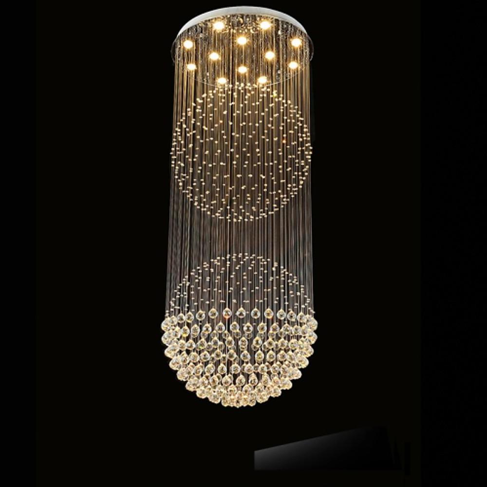 Double Sphere Metal Crystal Rustic Contemporary Chandelier