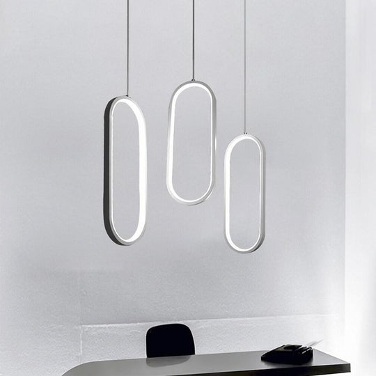 Modern Curved 3-Oval LED Chandelier Ceiling Light
