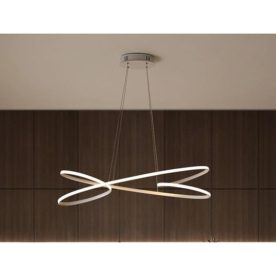 Vintage LED Ribbon Twist Chandelier – Round Wave Shaped Design