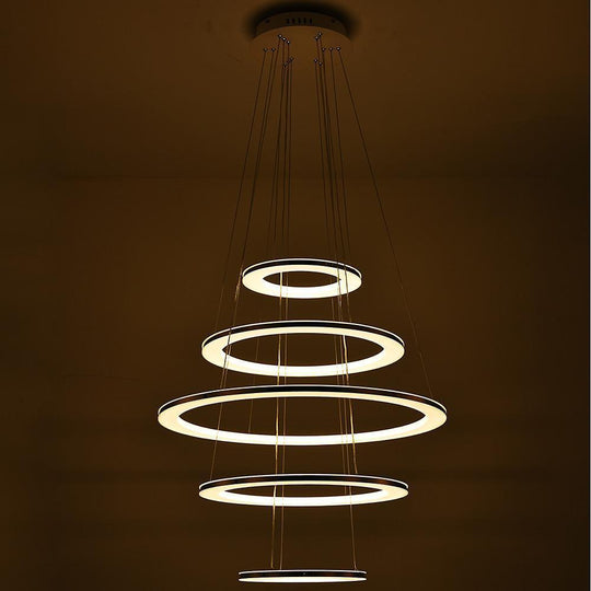 Adjustable Contemporary 5-Tier LED Modern Pendant Chandelier