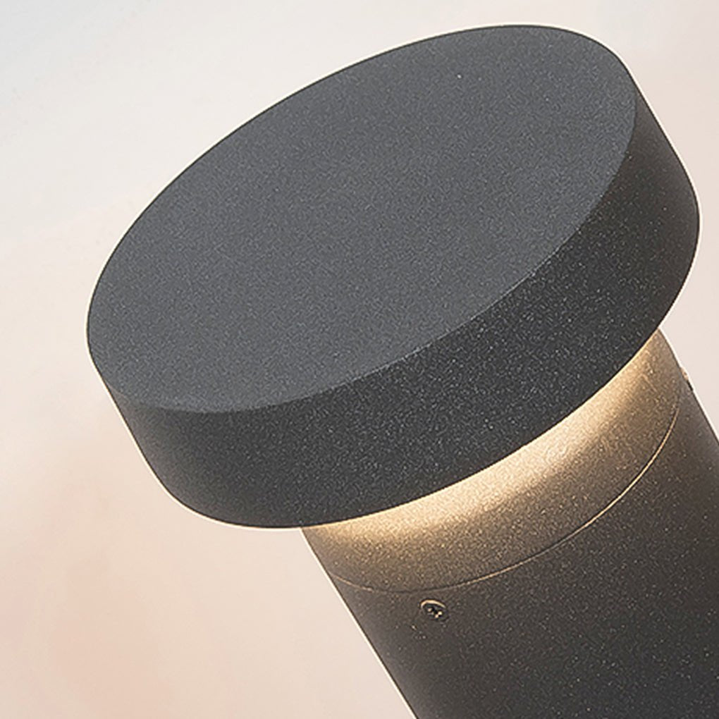 Modern Black Cylinder LED Outdoor Bollard Light