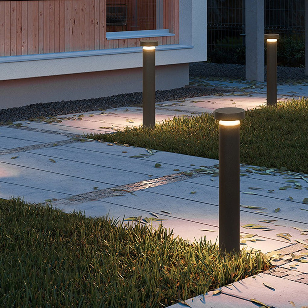 Modern Black Cylinder LED Outdoor Bollard Light