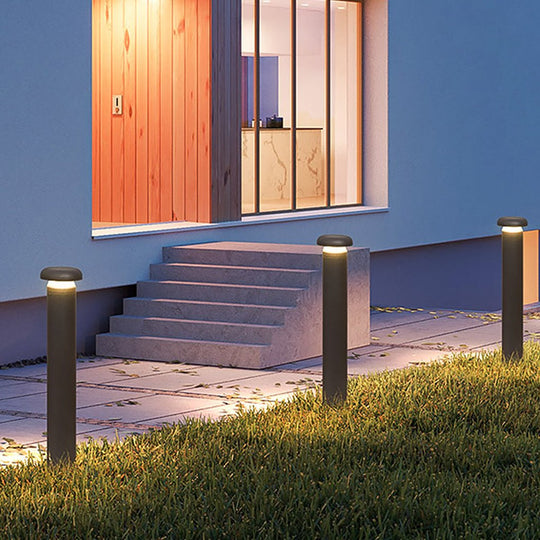 Modern Black Cylinder LED Outdoor Bollard Light
