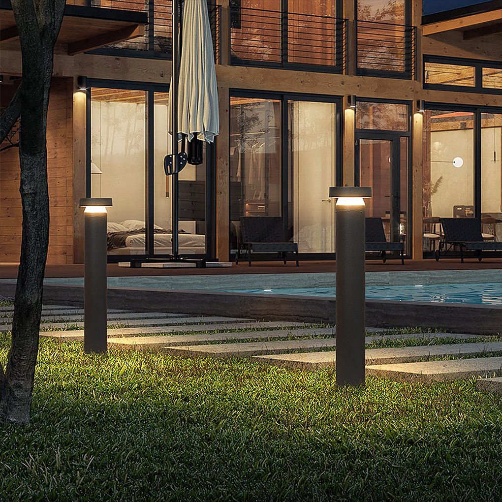 Modern Black Cylinder LED Outdoor Bollard Light