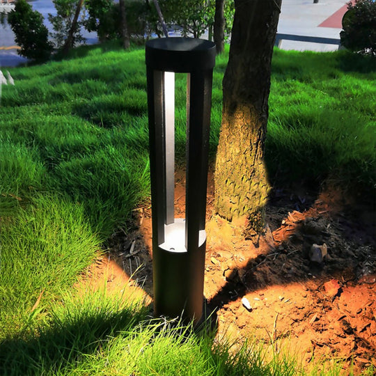Modern Radiance Four Emitting Black Outdoor LED Pathway Bollard Lights
