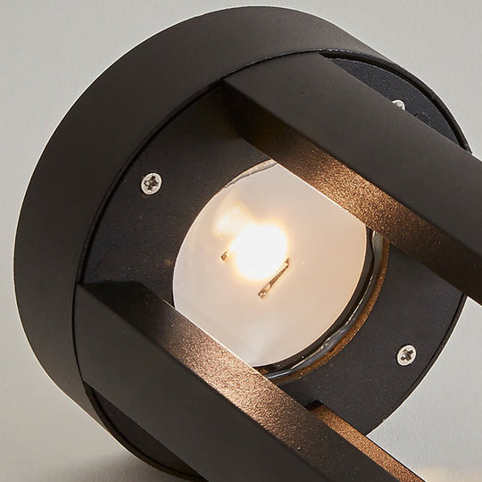 Modern Radiance Four Emitting Black Outdoor LED Pathway Bollard Lights