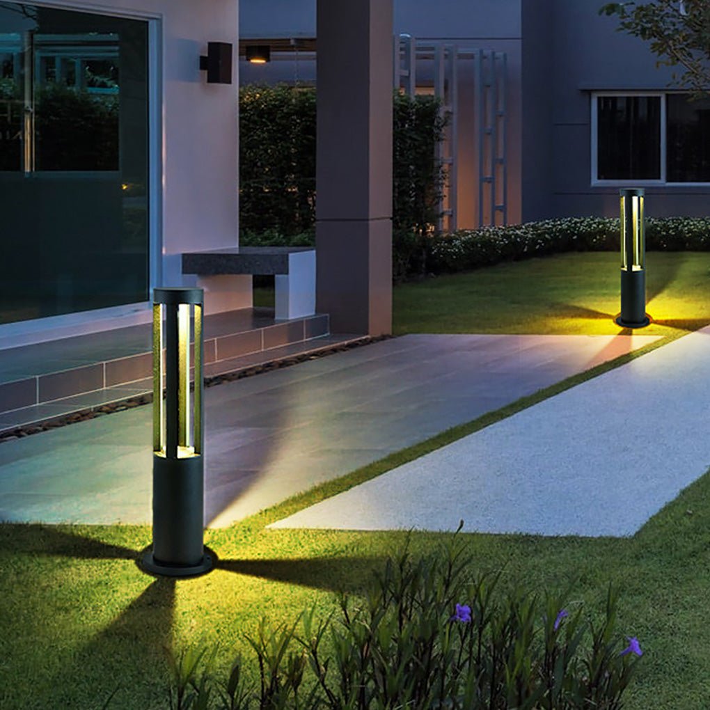 Modern Radiance Four Emitting Black Outdoor LED Pathway Bollard Lights