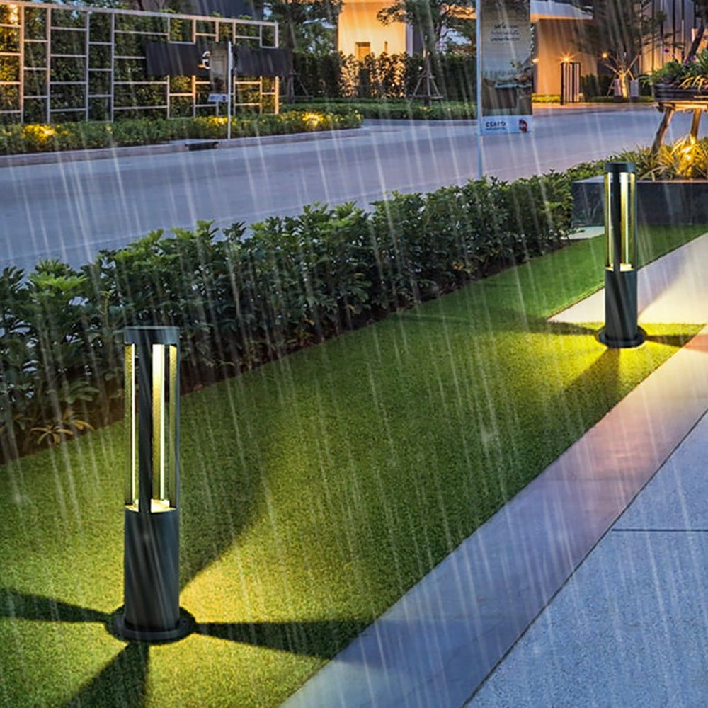 Modern Radiance Four Emitting Black Outdoor LED Pathway Bollard Lights
