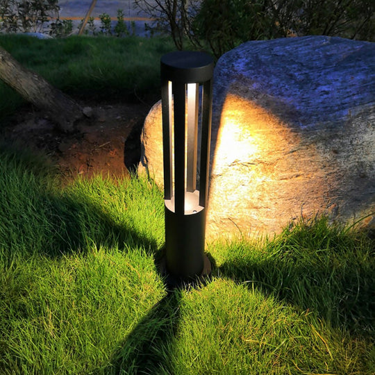 Modern Radiance Four Emitting Black Outdoor LED Pathway Bollard Lights
