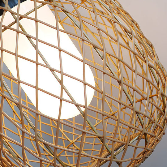 Rustic Rattan LED Outdoor Pendant Ceiling Lantern Light