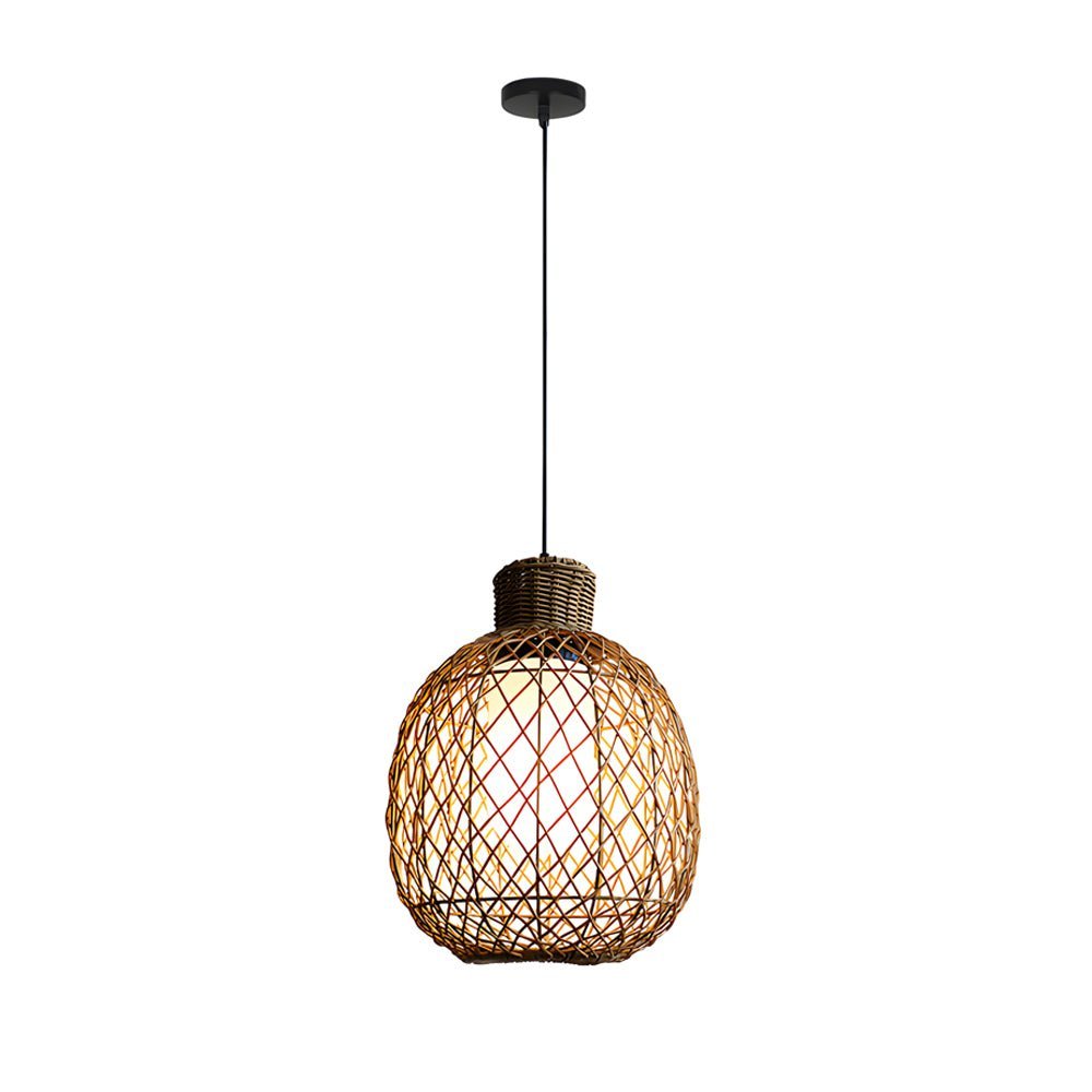 Rustic Rattan LED Outdoor Pendant Ceiling Lantern Light