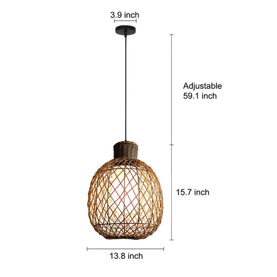 Rustic Rattan LED Outdoor Pendant Ceiling Lantern Light