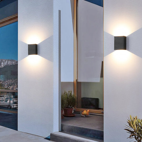 Waterproof Square LED Up and Down Lighting Modern Outdoor Wall Lights