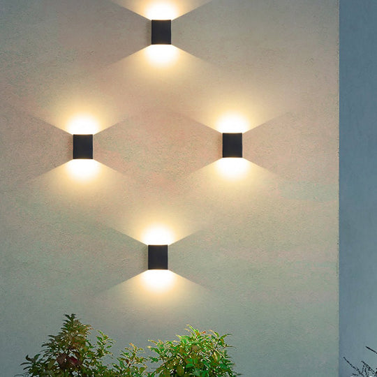 Waterproof Square LED Up and Down Lighting Modern Outdoor Wall Lights
