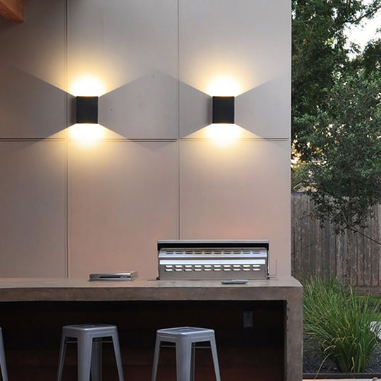 Waterproof Square LED Up and Down Lighting Modern Outdoor Wall Lights