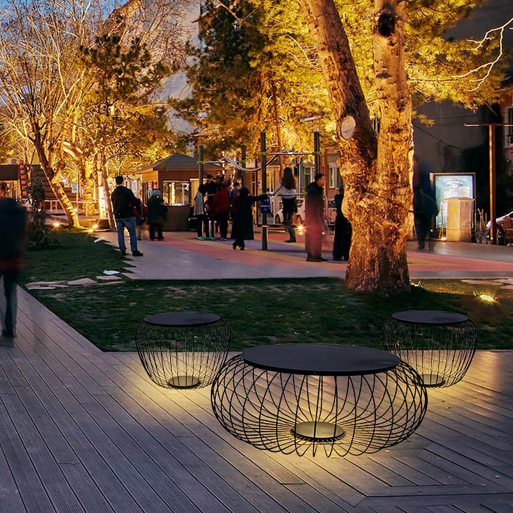 Outdoor Waterproof Cage Shape LED Stool Table Lamp