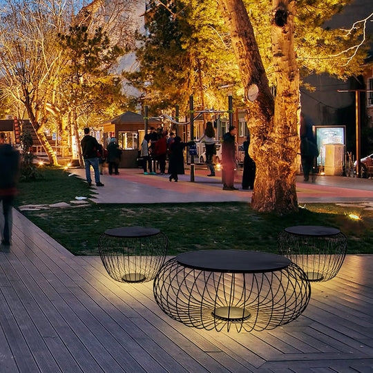 Outdoor Waterproof Cage Shape LED Stool Table Lamp