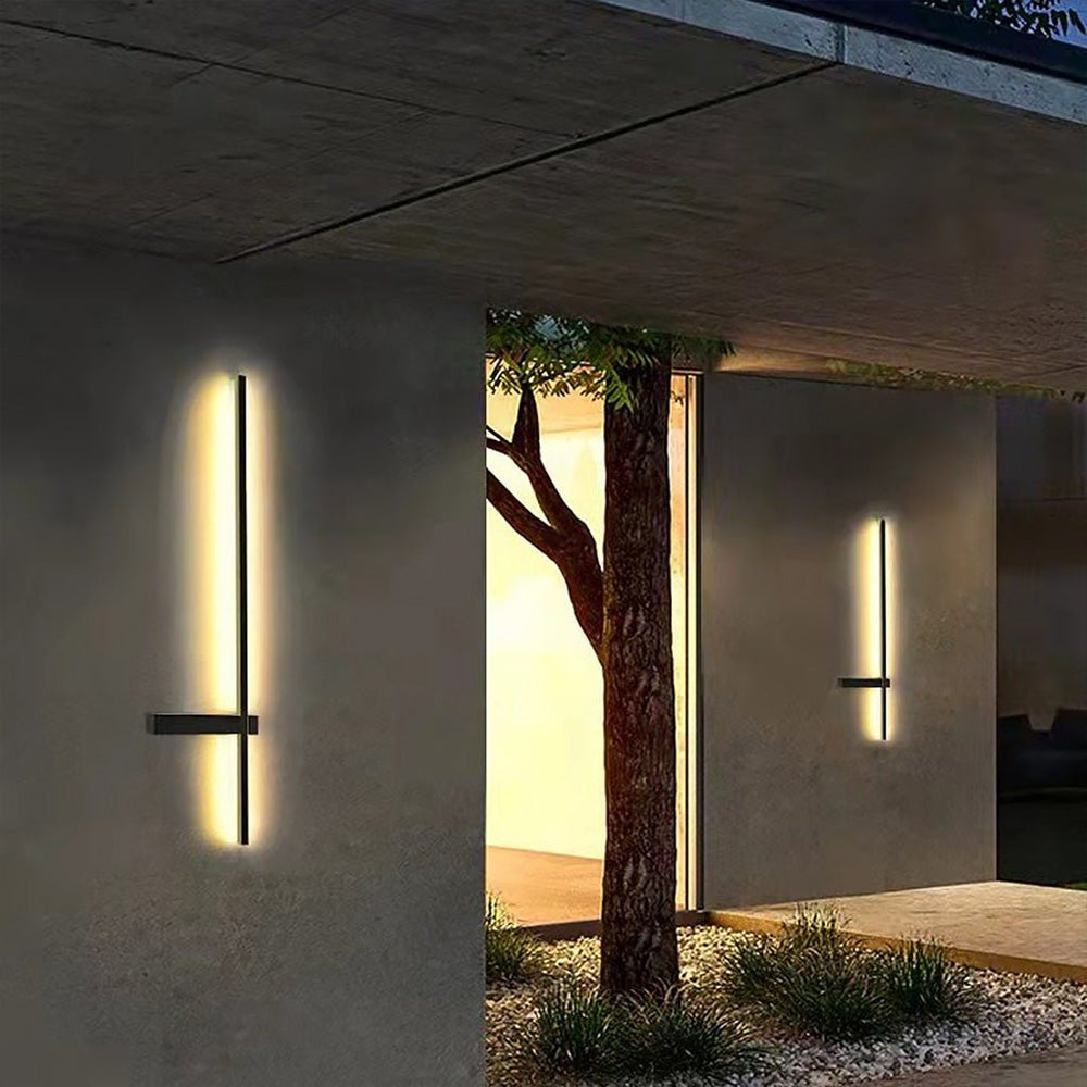 Interlaced Line Strips Waterproof LED Black Modern Outdoor Wall Lights
