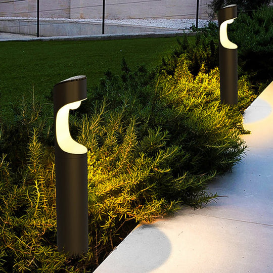 Modern Black Aluminum Outdoor Post Light with Moon Cutout