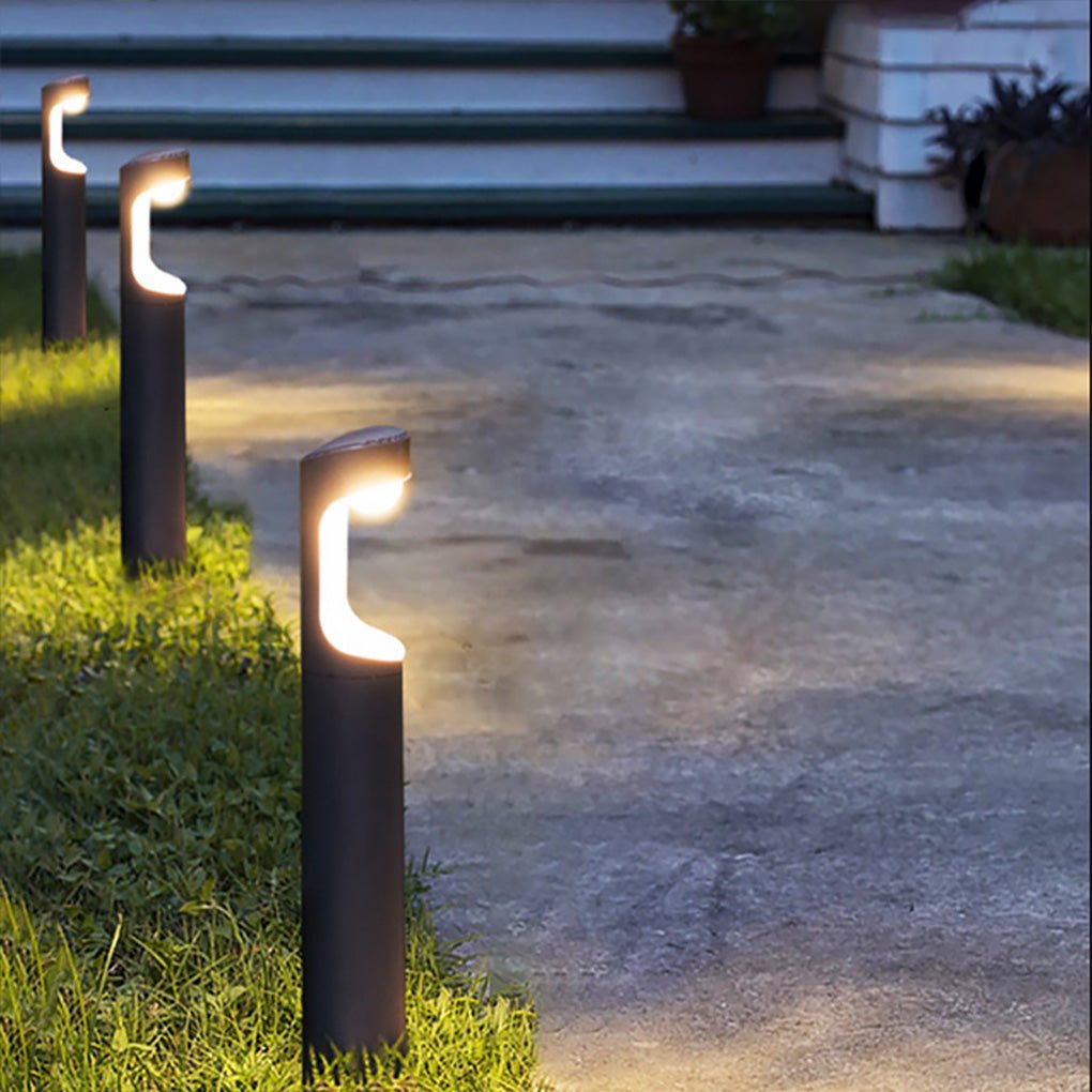 Modern Black Aluminum Outdoor Post Light with Moon Cutout