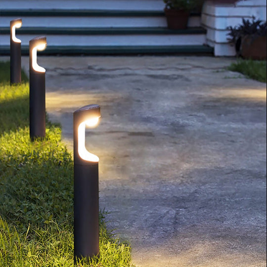 Modern Black Aluminum Outdoor Post Light with Moon Cutout