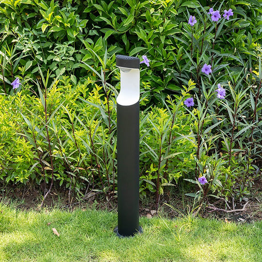 Modern Black Aluminum Outdoor Post Light with Moon Cutout