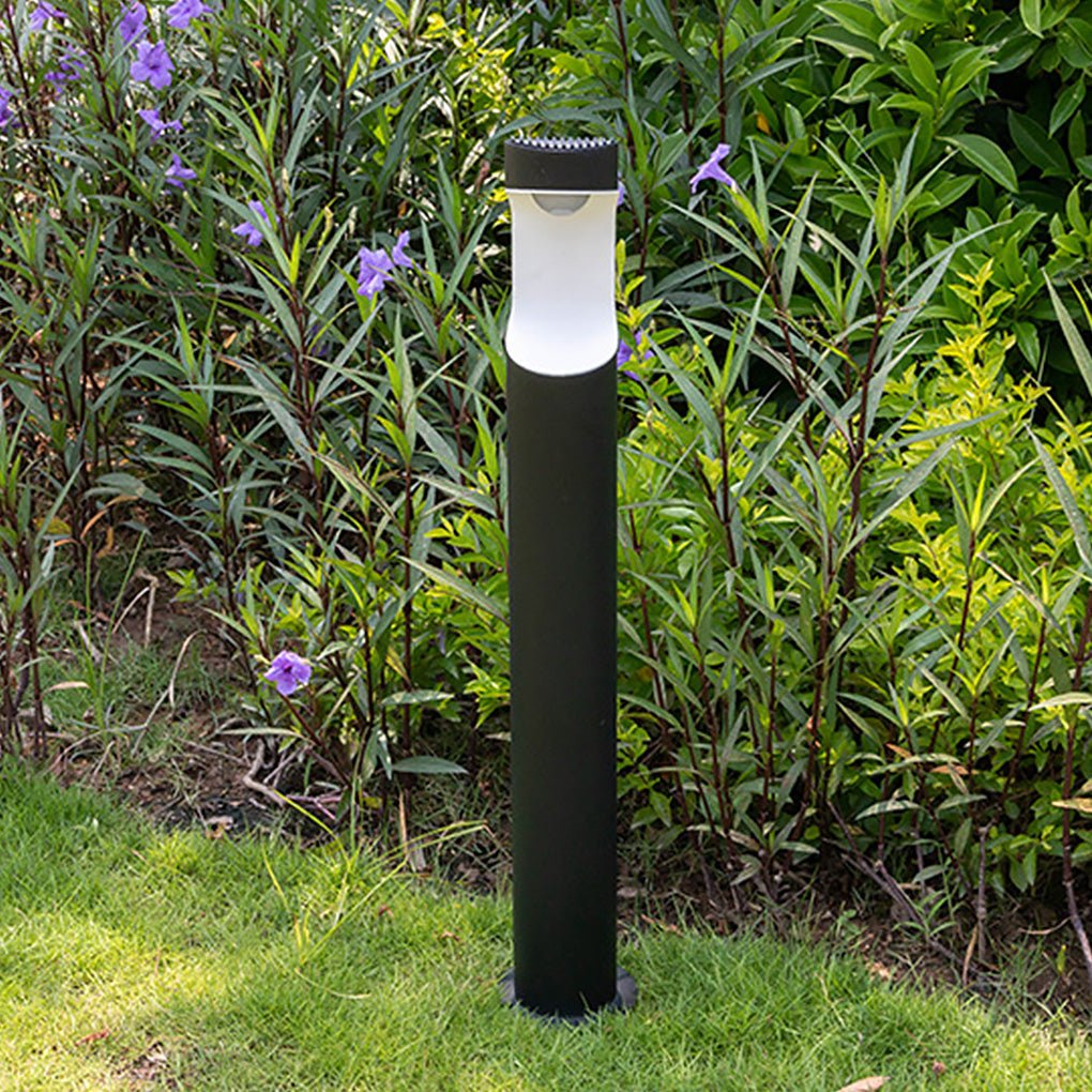 Modern Black Aluminum Outdoor Post Light with Moon Cutout