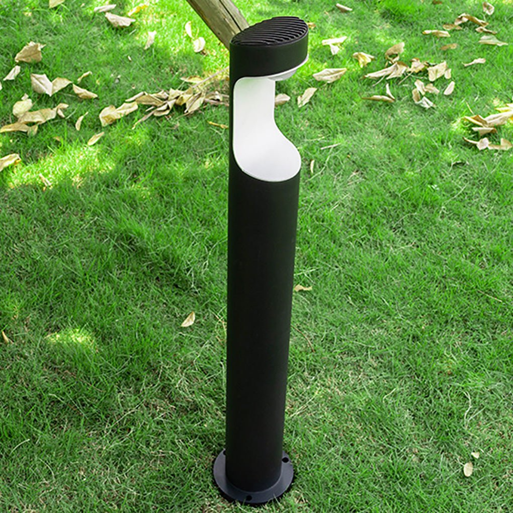 Modern Black Aluminum Outdoor Post Light with Moon Cutout