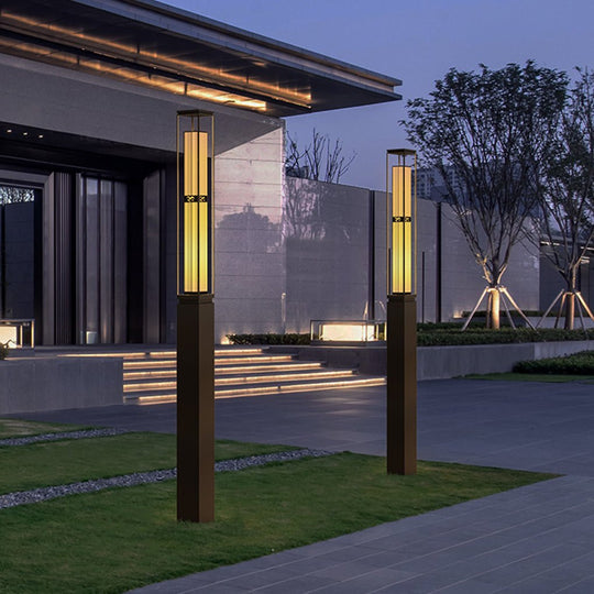 Retro Black Outdoor Lawn Post Light