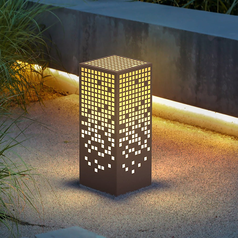 High-End Stainless Steel Outdoor LED Bollard Light with Square Pattern