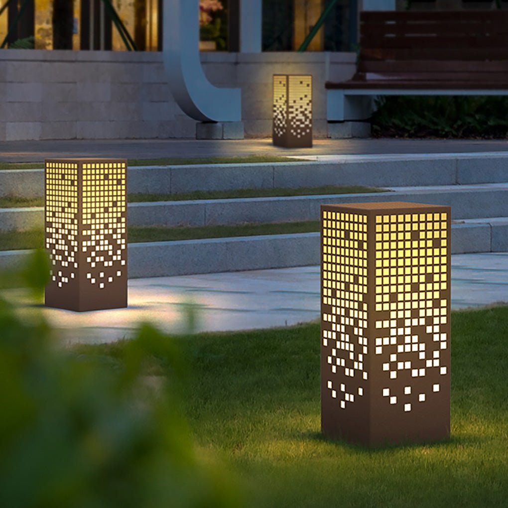 High-End Stainless Steel Outdoor LED Bollard Light with Square Pattern