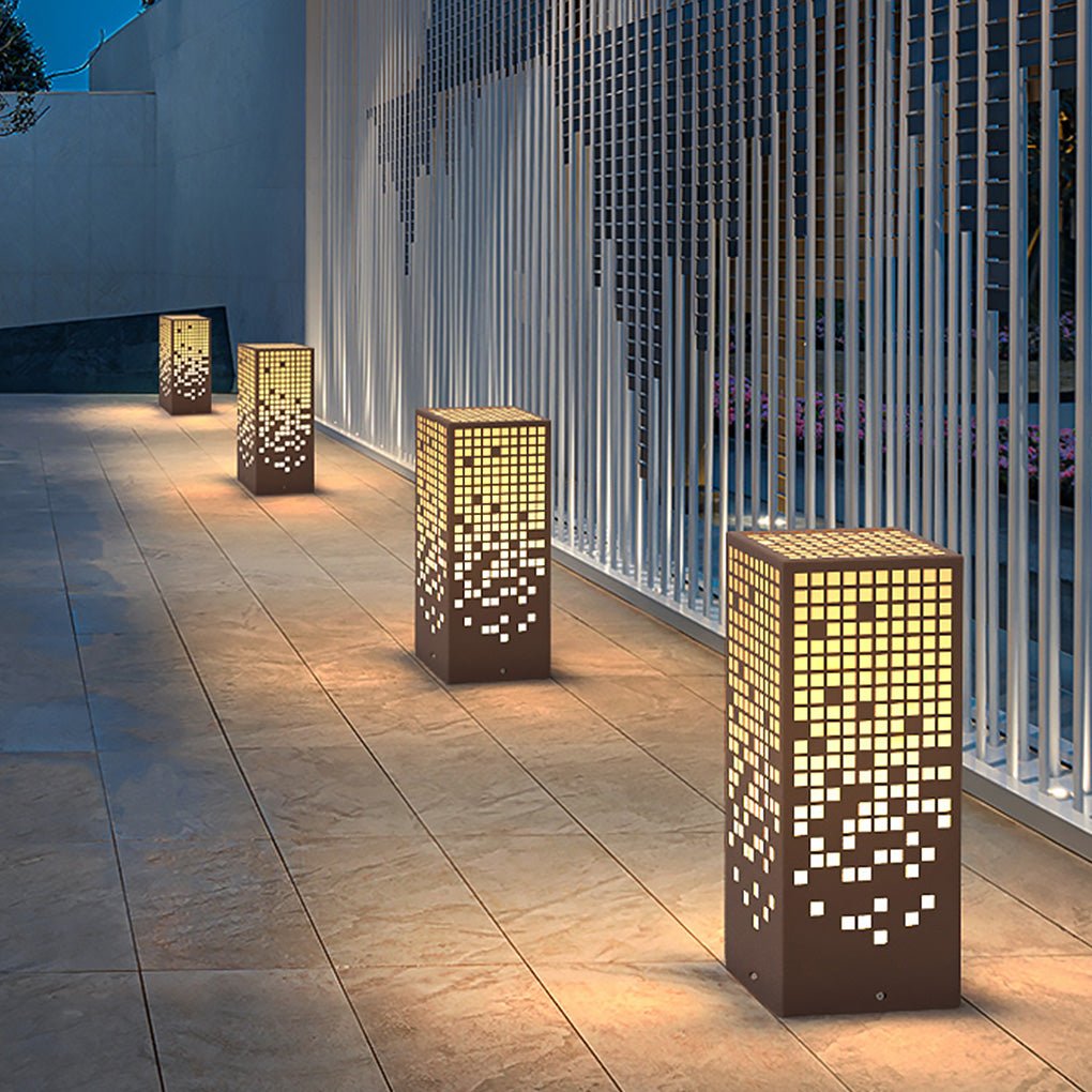 High-End Stainless Steel Outdoor LED Bollard Light with Square Pattern