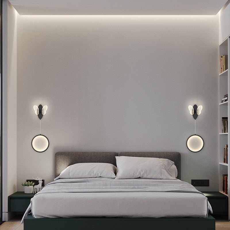 Oval Round Butterflies Three Step Dimming Modern LED Wall Lamp