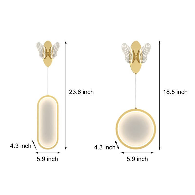 Oval Round Butterflies Three Step Dimming Modern LED Wall Lamp