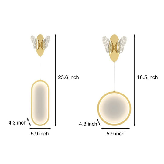 Oval Round Butterflies Three Step Dimming Modern LED Wall Lamp