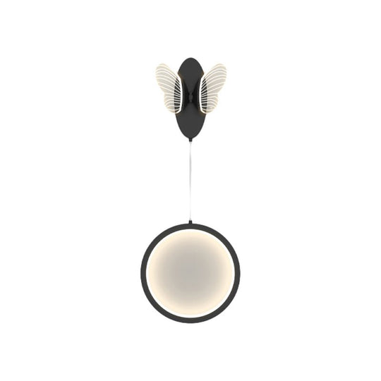 Oval Round Butterflies Three Step Dimming Modern LED Wall Lamp